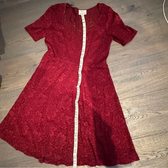 Pins & Needles Urban Outfitters Burgundy Crimson Sweetheart Lace Dress Sz Large - Picture 10 of 12